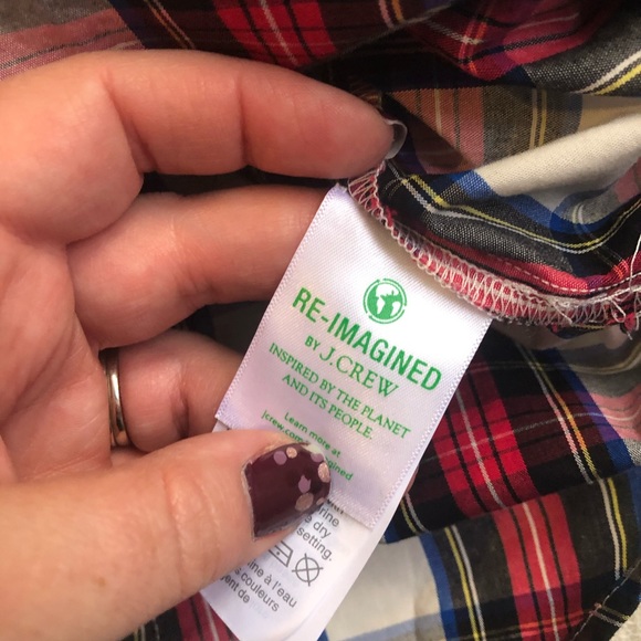 J. Crew factory ruffle color plaid tartan top - Picture 6 of 10